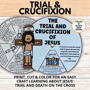 Jesus's Trial and Crucifixion Holy Week Bible Coloring Wheel Craft for Kids, Good Friday Bible School Lesson Craft, Jesus on the Cross Craft - Etsy