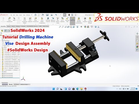 SolidWorks 2024 Tutorial - Drilling Machine Vise Quick Lever type Design Assembly & Drawing 3D