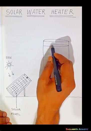 How to Draw Solar Water Heater Step by Step | Easy Diagram