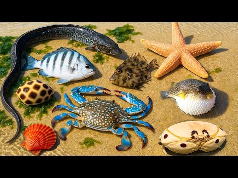 Coastal Foraging | Weird Fish 🐟, 🦀 Crabs, Eels 🐍, Shells 🐚 & Starfish ⭐