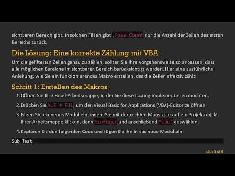 Wie man gefilterte Zeilen in Excel VBA genau zählt