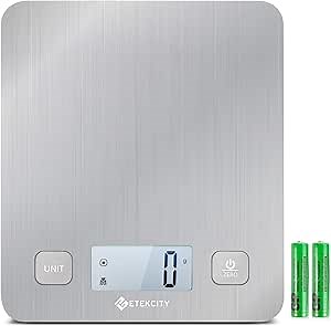 Etekcity Food Kitchen Scale, Digital Grams and Ounces for Weight Loss, Baking, Cooking, Keto and Meal Prep, Large, Silver Stainless Steel