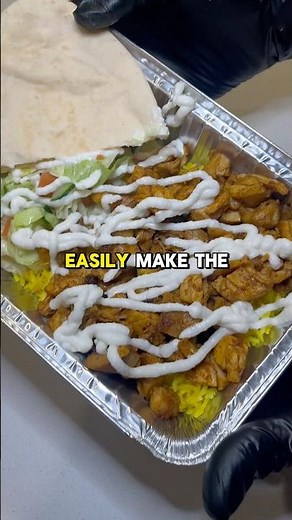 NYC Halal Cart Style Chicken & Rice 🔥🤯 recipe (description) ↗️ #halal #ricebowl #bowl #chicken