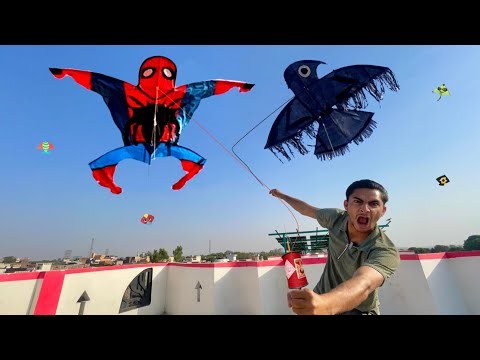 Spider Man Kite Vs Eagle Kite Flying With Sky | Nasir Spider Man Kite Catch