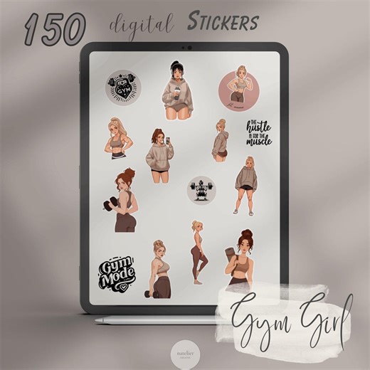 Gym Girl Goodnotes Stickers, Gym Bunny Sticker Pack, Strong Girl Clipart, Muscle Mommy Digital Download, Motivational Fitness Stickers - Etsy