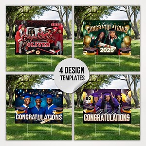 Graduation Yard Sign Bundle, 4 Editable Graduate Yard Signs, Canva Grad Party Decor,class of 2025 Sign, Grad Sign,grad Party Yard Signs - Etsy