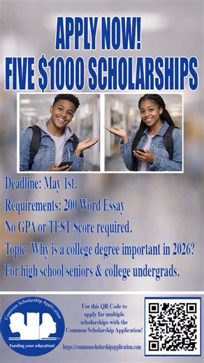 High School Seniors and College Undergraduate Students! Apply now for one of the 5 SCHOLARSHIPS just added to the Common Scholarship Application. #scholarship #hbcu #collegestudent #transferstudents | Common Black College Application