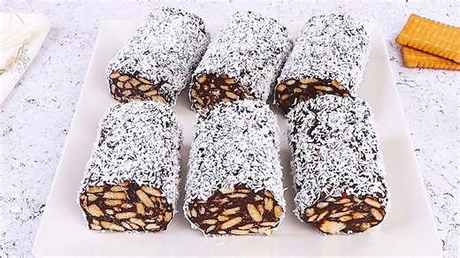 Coconut and Chocolate Cookie Logs (No-Bake)