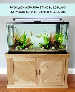 Easy DIY 90 Gallon Sturdy Wooden Aquarium Stand Blueprint Design Build Plans - 14K  lb Support, Holds Fish / Reptile Tanks, PDF Instructions