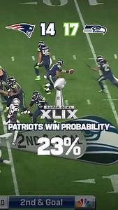 A probability thrill ride the last time the @Patriots and @Seahawks faced off in the Super Bowl 😯 Super Bowl LX– Sunday 6:30pm ET on NBC Stream on @NFLPlus Peacock | NFL