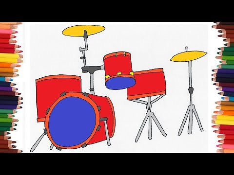 Como dibujar una BATERIA paso a paso y MUY FACIL - Dibujos para Colorear