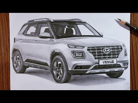 New Hyundai Venue SUV Pencil Sketch | hyundai venue drawing