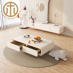[Hot Item] Cream Style Coffee Table TV Cabinet Set Ninimalist Creative Living Room Furniture