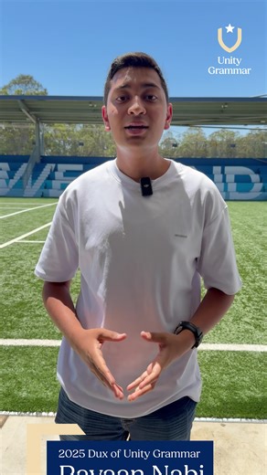 Hear from our DUX, Mohammed Rashad Rayaan Nabi, who achieved an outstanding 98.35 ATAR. In this video, Rayaan shares his advice for future HSC learners and speaks about what he plans to pursue as he moves into the next stage of his journey. | Unity Grammar