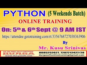 PYTHON (5 Weekends Batch) Online Training @ DURGASOFT