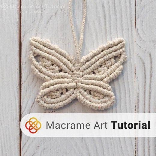 Macrame Art Tutorial on Instagram: "Macrame Butterfly Keychain (Бабочка в технике макраме) ⠀ ----------------------------------------— ⠀ Link to full tutorial you can find in my profile (Ссылка на полную версию урока в профиле) ⠀ ----------------------------------------— ⠀ Today I want to show you how to make a butterfly keychain! You will need cords 3mm thick: - 12 cords 130 cm/52 inch - One cord 90 cm/136 inch Size: Width 10 cm/4 inch Height 7,5 cm/3 inch Link to full tutorial https://youtu.be
