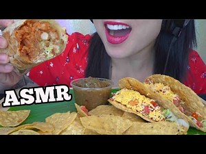 ASMR MEXICAN FOOD *BURRITO+Mexican CHEESY BEEF TACO (CRUNCHY EATING SOUNDS) NO TALKING | SAS-ASMR