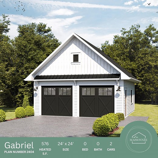 Garage Plan 24'x24' 2-car Garage Plans De Garage Floorplan Garage Modern Garage Plans Farmhouse Design Garage Building Instant PDF Download - Etsy