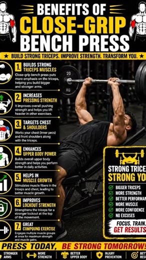 Close-Grip Bench Press Benefits 💪 | Build Bigger Triceps & Strength