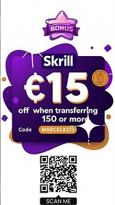 🟣 Skrill Promo Code 2025 🟣 Get €15 OFF with Skrill | Bonus Code MARCELK173 |