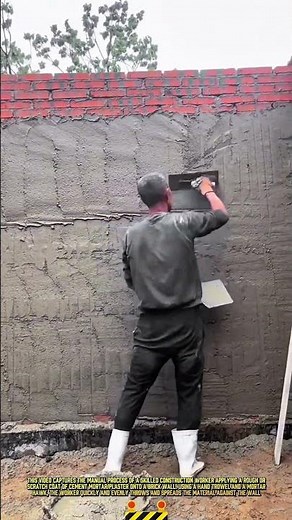Skilled worker technique of Applying rough plaster coat! #satisfying #shorts
