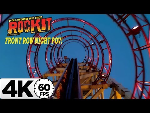 Hollywood Rip Ride Rockit at NIGHT Front Row POV 4K 60fps