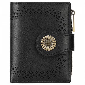 KALUNMA Small Wallets for Women Bifold RFID Blocking Leather Card Holder Compact Wallet with Zipper Coin Pocket