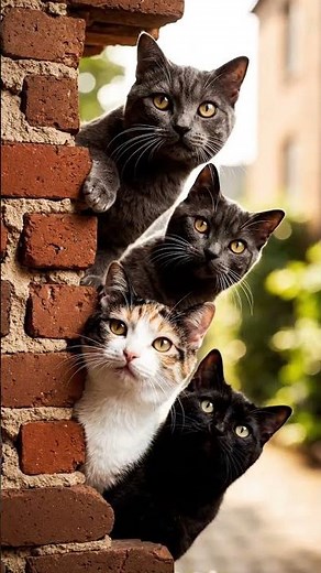 Stacked Cats: The Ultimate Feline Squad! 🐱😻|AI