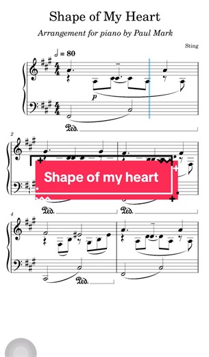 Piano Sheet Music for Shape of My Heart by Sting