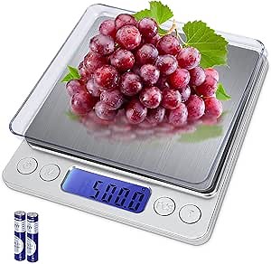 Food Scale Digital Kitchen Scale 3000g/0.1g Ounce Scales Coffee Scale Mini Pocket Baking Cooking Scale Portable Small Milligram Tare Function LCD Display 9 Units Battery