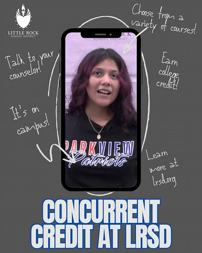 🎓 College credit while still in high school? Parkview Arts/Science Magnet High School- LRSD student, Analy Sanchez, shares why she loves concurrent credit, and how it’s helping her get ahead! 💪 Through LRSD’s concurrent credit program, students can earn college hours before graduation, saving time and money. Learn more about this program on our website at https://www.lrsd.org/page/advanced-academics! 📣 Open Enrollment is happening now! Another great reason to choose LRSD schools. #CollegeRead