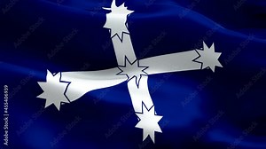 Southern Cross flag Closeup 1080p Full HD 1920X1080 footage video waving in wind. National Stockade Australian‎‎ 3d Southern Cross flag waving. Sign of Eureka seamless loop animation. Southern Cross f