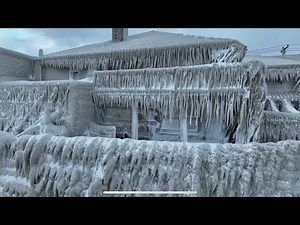 New York Blizzard turns homes into Ice Scultpures Winter Storm 2022 Drone 4k