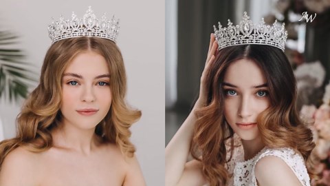 AW BRIDAL Wedding Tiara - Crystal Birthday Crown for Women, Rhinestone Queen Crown for Bridal Party & Pageant, Silver