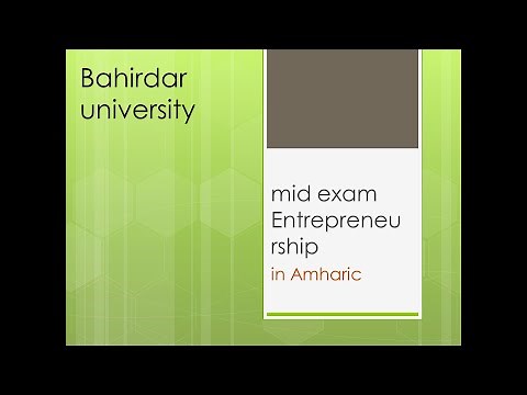 entrepreneurship mid exam(Bahirdar university)