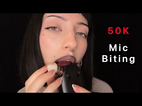 Layered Mic biting with and without foam covers ASMR (no talking)