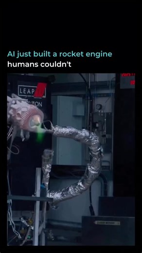 ᴀɪ | ᴛᴇᴄʜ | ᴘʜʏsɪᴄs | sᴄɪᴇɴᴄᴇ | ғᴀᴄᴛs on Instagram: "AI autonomously designed LEAP 71’s NEURON - 20kN aerospike engine, 3D-printed it in one copper piece, and it fired perfectly on the first test. Once the system learns, new design iterations take just 15 minutes. The insane part: burns at 3,000°C inside while using liquid oxygen at -183°C for cooling. So cold outside it creates frost while running full blast. Those green flames? Copper burning - a design quirk that taught the AI for next time. 