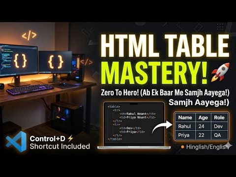 HTML Table Kaise Banaye? (With Secret VS Code Shortcuts)
