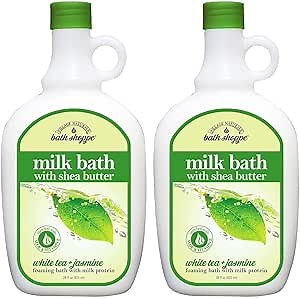 Village Naturals Bath Shoppe, White Tea and Jasmine Foaming Milk Bath, 28 Fl Oz, Pack of 2