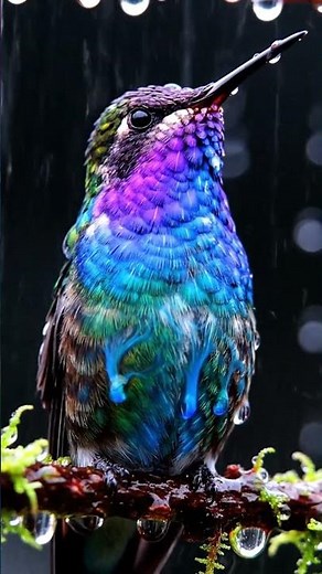 Rainbow Bird Drips! 🩸 Hummingbird Rain Bath & Colorful Feathers #ExoticBirds