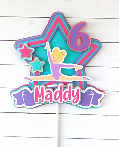 Personalized Gymnastics Cake Topper - Custom Birthday Party Decor - Etsy