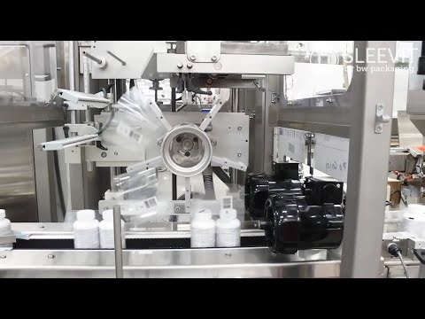 Sleevit RF Series Shrink Sleeve Applicator with Container Orientor and Heat Shrink Tunnel