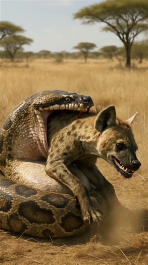 Will the snake successfully catch the hyena? 🐍🦴❓ Saanp lakadbagghā pakdega kya?#snake #hyena #catch
