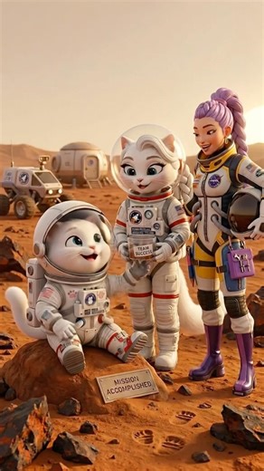 Kind Kitten Pudgy and Mama Cat Battle Through Space Missions with Rumi 🚀 | AI Cat Story#shorts #rumi