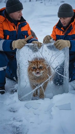 They Heard a Meow! Unbelievable Ice Block Cat Rescue.🥶
