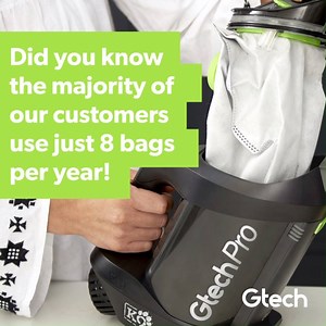 The Gtech Pro K9 uses a triple layer bag which keeps airflow high as the bag fills up! Meaning more dirt can be compressed inside before needing to be emptied. | Gtech