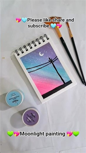 💜Easy sky painting💖💚tutorial #reels #shorts #painting #sky #doms #acrylic #art #craft #diy #ideas id