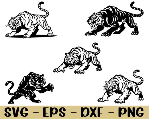 Aggressive Tiger Svg, Dxf, Png - Etsy