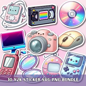 Y2k Stickers SVG PNG Bundle, Aesthetic Nostalgia Digital Planner Sticker for Goodnotes & Journal, Kawaii Deco Computer Printable Stickers - Etsy