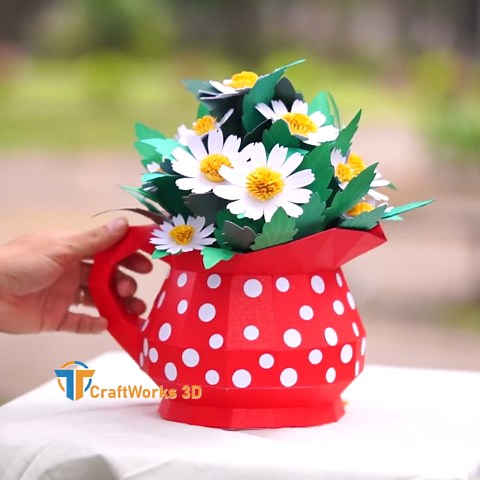 Daisy Flower Pitcher Vase Papercraft SVG Template – Low Poly 3D Paper Flower DIY Gift for Cricut Mother’s Day - Etsy
